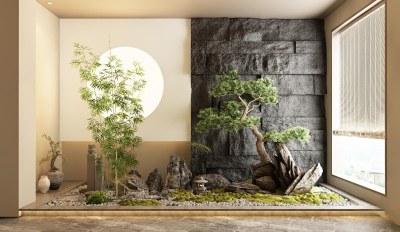 新中式景观造景3D模型下载